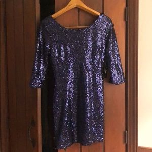 Bodycon blue sequin party dress